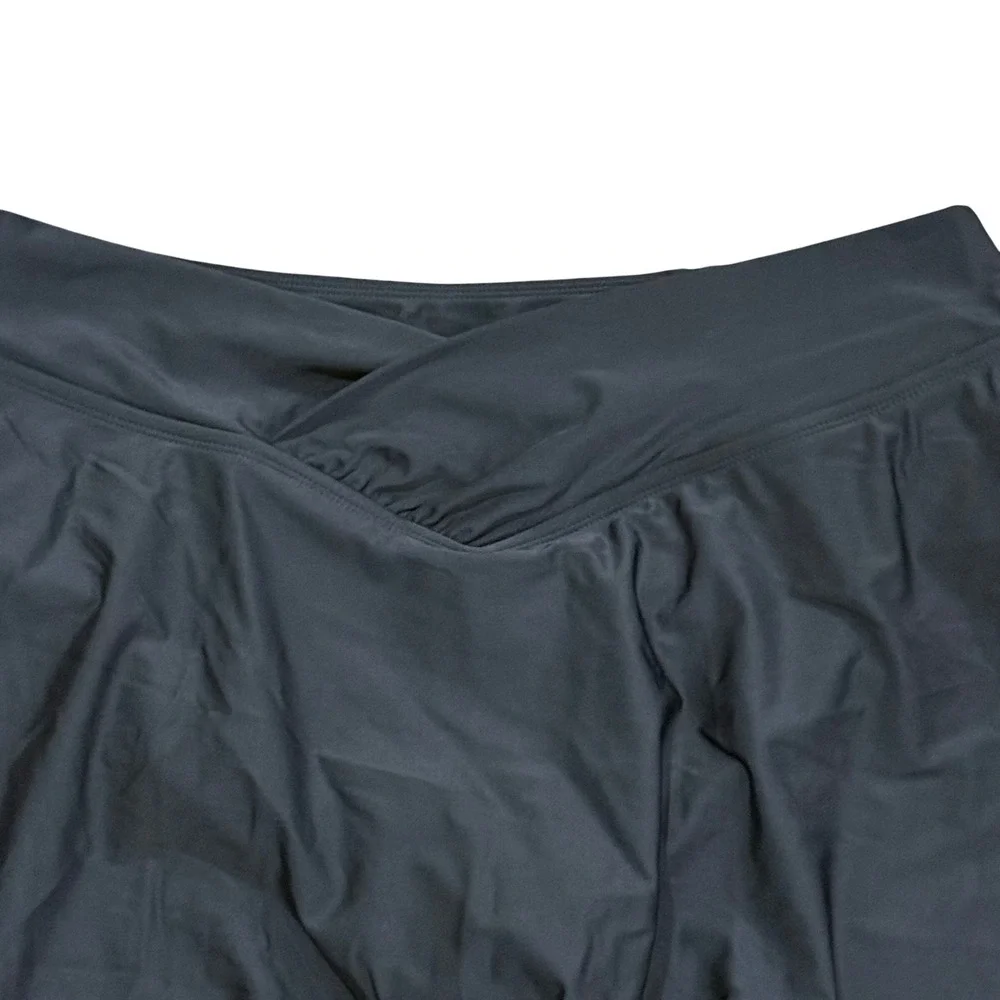 Lands' End Womens Black Crossover V-Front Swim Skirt XL New With Tags